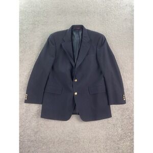 Vintage Jos. A Bank Suit Jacket 42 R Navy Wool Valley University Logo Sport Coat
